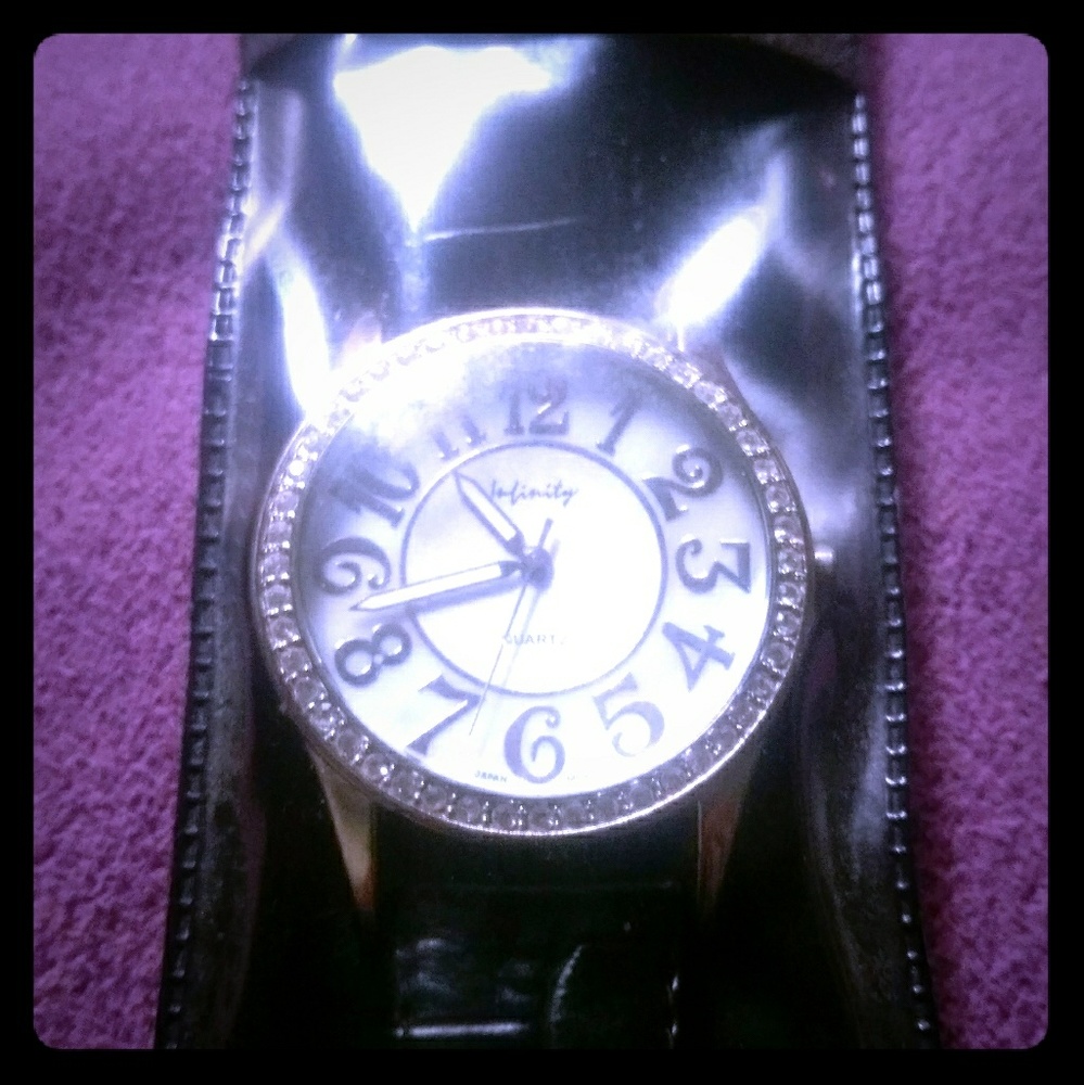 Infinity large faced Bling ladies watch
